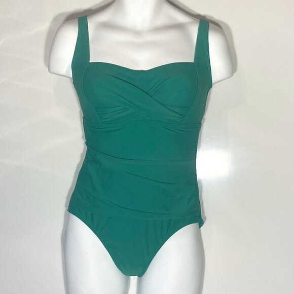 Kona Sol NWT SZ M Kelly Green One Piece Figure Flattering Swimsuit Beach Swim - Picture 4 of 10